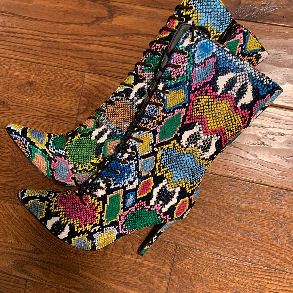 Snake Skin Colorful Boots